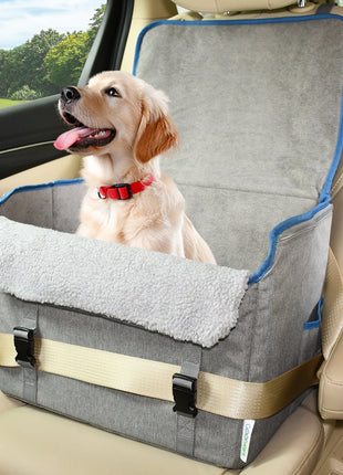 GOOPAWS Car Seat for Small & Medium Dogs, Portable With Clip-on Safety Leash, Waterproof, Grey 16''