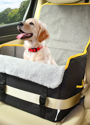 GOOPAWS Car Seat for Small & Medium Dogs, Portable With Clip-on Safety Leash, Waterproof, Grey 16''
