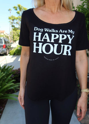 Dog Walks are my Happy Hour | Women's Scoop Neck Weekend Tee