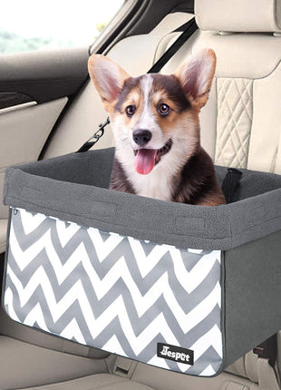 Jespet Car Travel Dog Booster Seat & Seat belt, Grey/Black