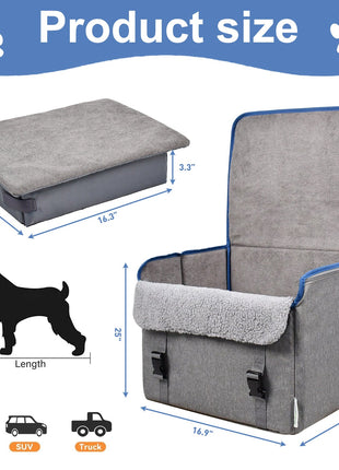 GOOPAWS Car Seat for Small & Medium Dogs, Portable With Clip-on Safety Leash, Waterproof, Grey 16''