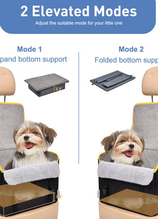 GOOPAWS Car Seat for Small & Medium Dogs, Portable With Clip-on Safety Leash, Waterproof, Black 16''