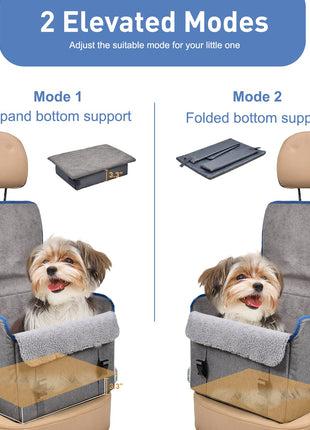 GOOPAWS Car Seat for Small & Medium Dogs, Portable With Clip-on Safety Leash, Waterproof, Grey 16''