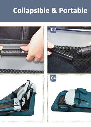 Jespet & GOOPAWS Indoor & Outdoor 3-Door Collapsible Soft-Sided Dog Crate, Teal Blue, 30''