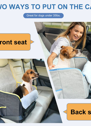 GOOPAWS Car Seat for Small & Medium Dogs, Portable With Clip-on Safety Leash, Waterproof, Black 16''