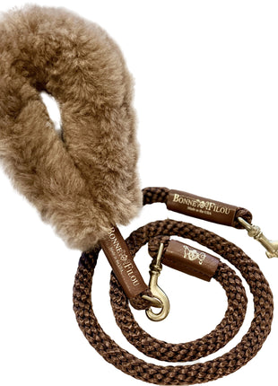 Bundle Shearling Fur Grip + Rope Leash for Dogs