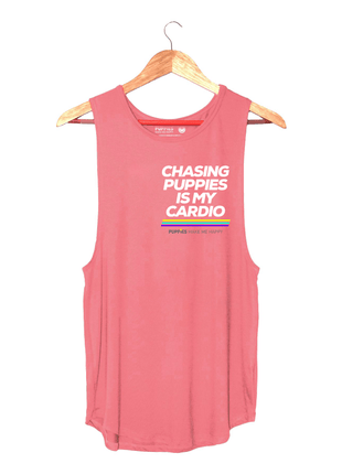 Chasing Puppies Is My Cardio Relaxed Women’s Tank | Gift for Dog Lovers