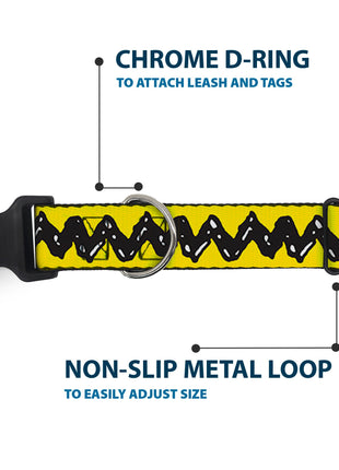 Plastic Clip Collar - Peanuts Charlie Brown Zig Zag Stripe Yellow/Black