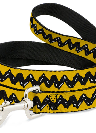 Dog Leash - Peanuts Charlie Brown Zig Zag Stripe Yellow/Black