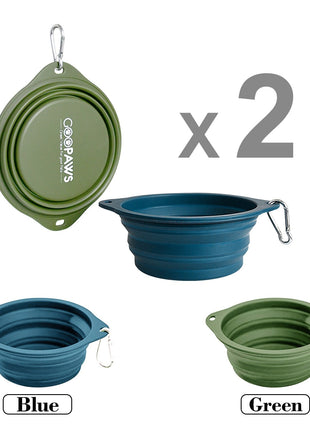 GOOPAWS 2 Pack Silicone Non-Skid Travel Dog and Cat Bowl - Pup List