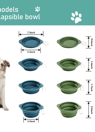 GOOPAWS 2 Pack Silicone Non-Skid Travel Dog and Cat Bowl - Pup List