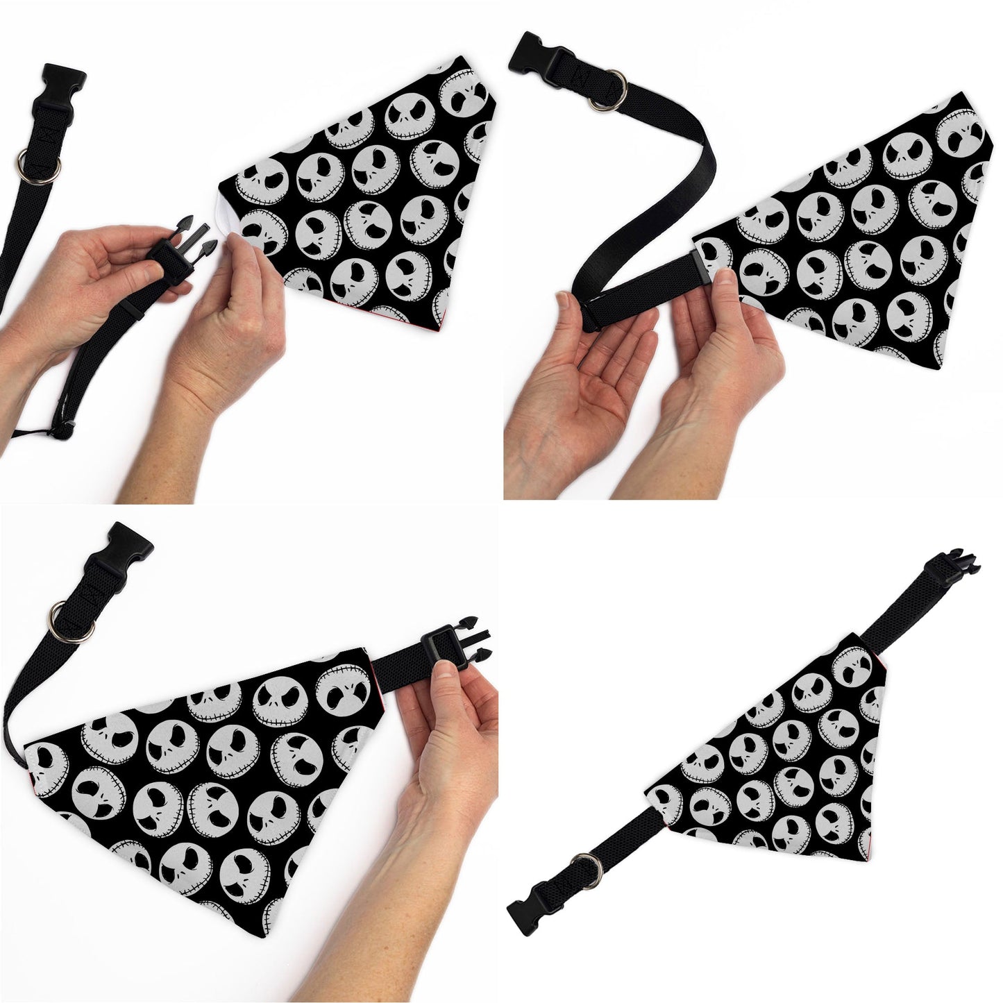 Pet Bandana - The Nightmare Before Christmas Jack Expressions Scattered Black/White