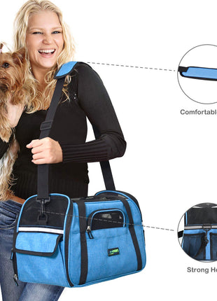 GOOPAWS Soft Sided Pet Cat Carrier Perfect for Travel, Turquoise, 19"