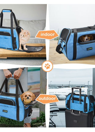 GOOPAWS Soft Sided Pet Cat Carrier Perfect for Travel, Turquoise, 19"