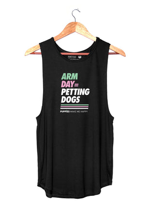 Arm Day = Petting Dogs Tank Top | Gift for Dog Lovers & Dog Moms
