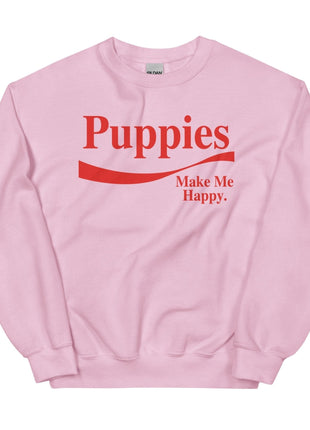 Enjoy Puppies Make Me Happy | Unisex Sweatshirt | Red Font