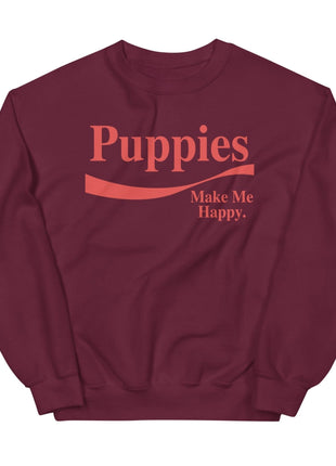 Enjoy Puppies Make Me Happy | Unisex Sweatshirt | Red Font