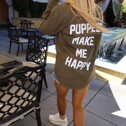Puppies Club Military Button Up | Present For Dog Lover
