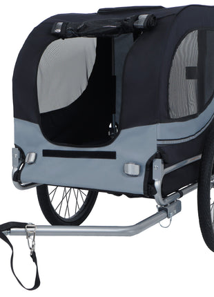 Large Folding Bike Trailer for Dogs – 66LB Capacity All-Terrain Pet Carrier, Durable Steel Frame for Cycling, Jogging, Camping & Outdoor Adventures, Black- Gray