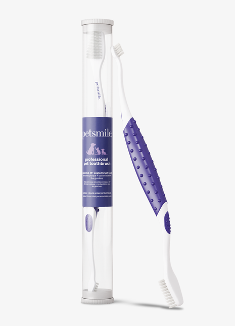 Professional Pet Toothbrush - Patented 45° Dual-Ended Brush Head
