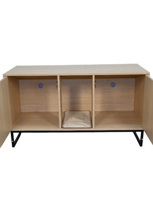 Modern Wooden Cat House with Scratching Mat - 47.64' x 21.46' x 25.98', 76.4 lbs