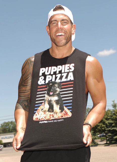 Puppies & Pizza | Gift for Dog Owner | Soft Cotton Uni-Sex Tee