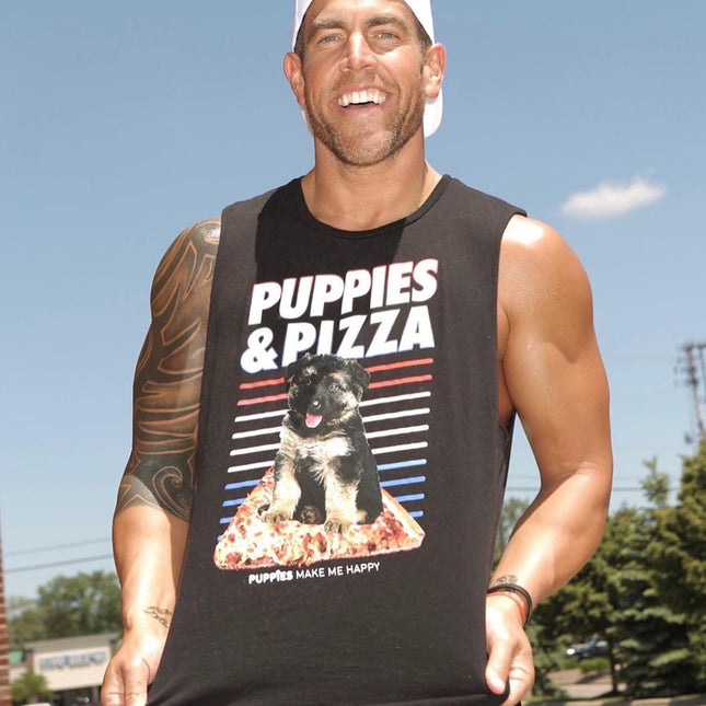 Puppies & Pizza | Gift for Dog Owner | Soft Cotton Uni-Sex Tee