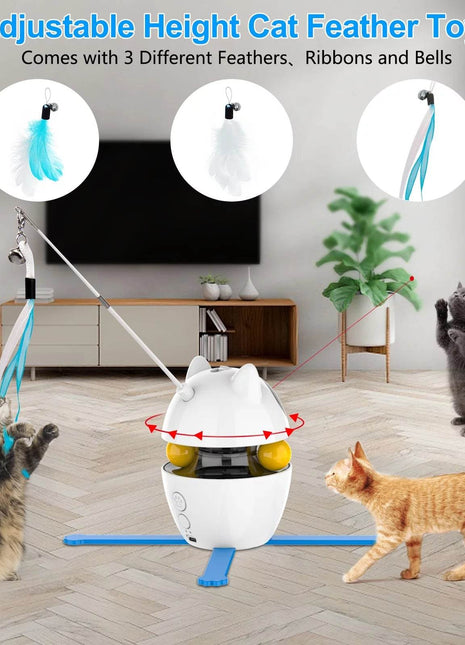 Automatic 3 in 1 Interactive Cat Toy with Laser and Feather for Indoor