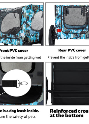 Outdoor Heavy Duty Collapsible Pet Bike Trailer with 16-Inch All-Terrain Wheels & Universal Hitch – Foldable Dog/Cargo Carrier Cart for Bicycles, blue+black - Pup List