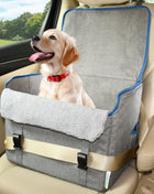 GOOPAWS Car Seat for Small & Medium Dogs, Portable With Clip-on Safety Leash, Waterproof, Grey 16''