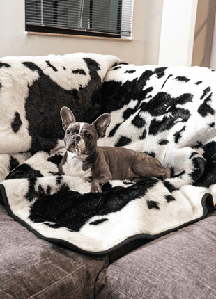 PupProtector™ Waterproof Throw Blanket - Black Faux Cowhide