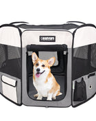 Jespet 2-Door Portable Soft-Sided Dog, Cat & Small Pet Exercise Playpen, Light Grey, 45''
