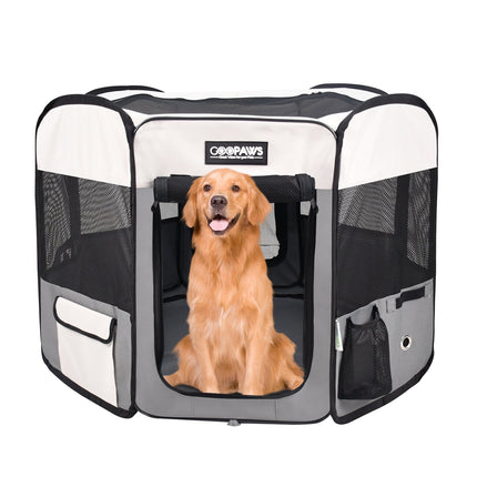 Jespet 2-Door Portable Soft-Sided Dog, Cat & Small Pet Exercise Playpen, Blue, 36''