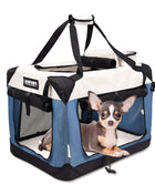 Jespet & GOOPAWS Indoor & Outdoor 3-Door Collapsible Soft-Sided Dog, Cat & Small Pet Crate, Lake Blue, 24''