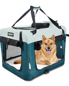 Jespet & GOOPAWS Indoor & Outdoor 3-Door Collapsible Soft-Sided Dog Crate, Teal Blue, 30''