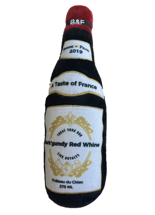 Wine Bottle Squeaky Dog Plush Toy (Bark'gundy Red Whine)