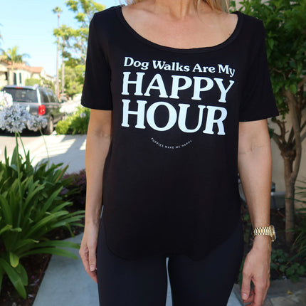 Dog Walks are my Happy Hour | Women's Scoop Neck Weekend Tee