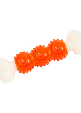 Country Living Bone-a-Treat Dog Chew Toy – Orange Bulged Balls & Green Spiral Ring