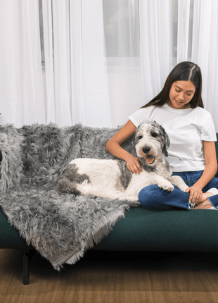 PupCloud™ Human-Size Dog Bed + Matching Waterproof Blanket Bundle - Charcoal Grey