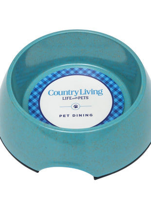 Country Living Set of 2 Natural Fiber Dog Bowls – Teal Blue