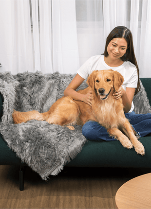 PupCloud™ Human-Size Dog Bed + Matching Waterproof Blanket Bundle - Charcoal Grey