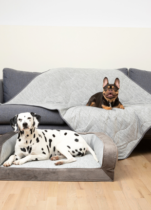 PupChill™ Cooling Bolster Dog Bed + Waterproof Blanket Bundle - Arctic Grey