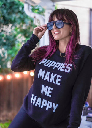 Puppies Make Me Happy Crewneck Sweatshirt | Dog Lover Gift | Soft Unisex | Printed in USA