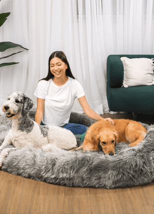 PupCloud™ Human-Size Dog Bed + Matching Waterproof Blanket Bundle - Charcoal Grey