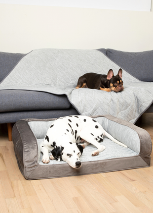 PupChill™ Cooling Bolster Dog Bed + Waterproof Blanket Bundle - Arctic Grey