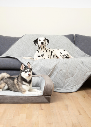 PupChill™ Cooling Bolster Dog Bed + Waterproof Blanket Bundle - Arctic Grey