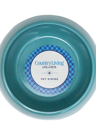 Country Living Set of 2 Natural Fiber Dog Bowls – Teal Blue