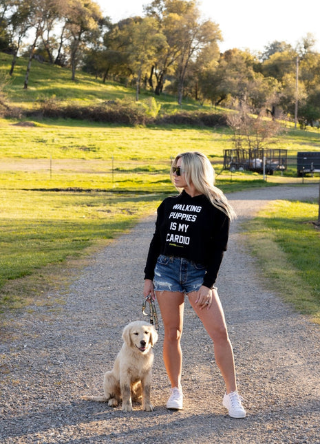 Walking Puppies is My Cardio | Gift for Dog Moms | Women's Crop Hoodie