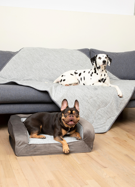 PupChill™ Cooling Bolster Dog Bed + Waterproof Blanket Bundle - Arctic Grey