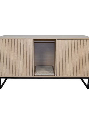 Modern Wooden Cat House with Scratching Mat - 47.64' x 21.46' x 25.98', 76.4 lbs